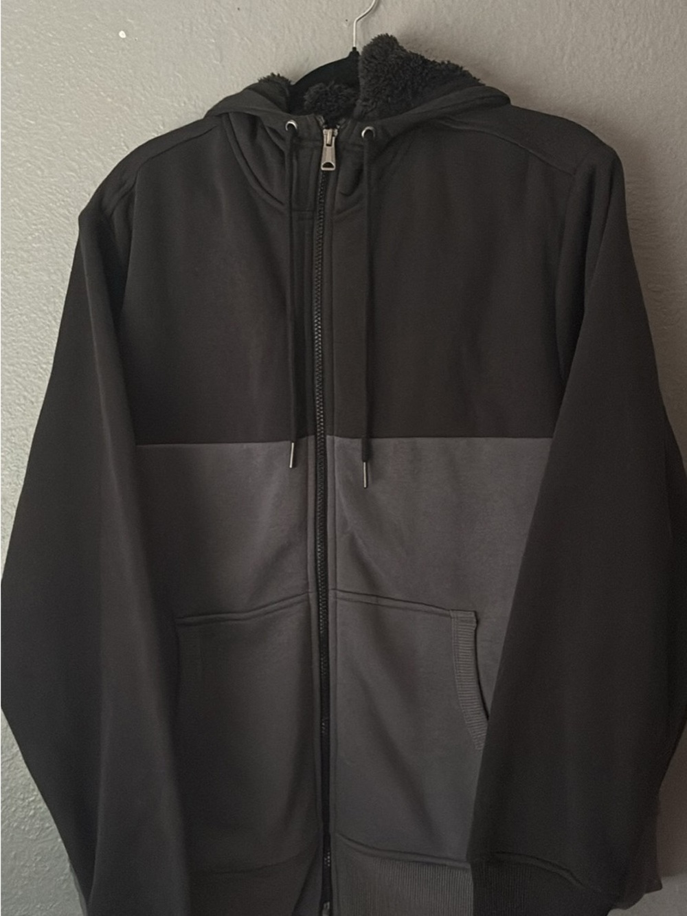 ASOS Two-Tone Black and Dark Gray Zip-Up Hoodie